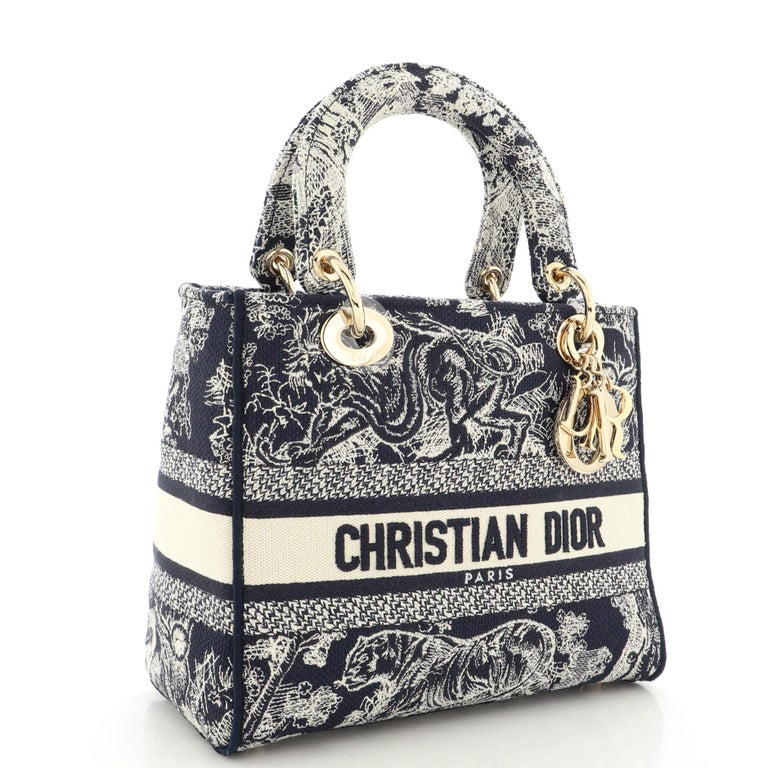 Toile de Jouy Lady Dior Bag Beaded Leather Medium at 1stDibs