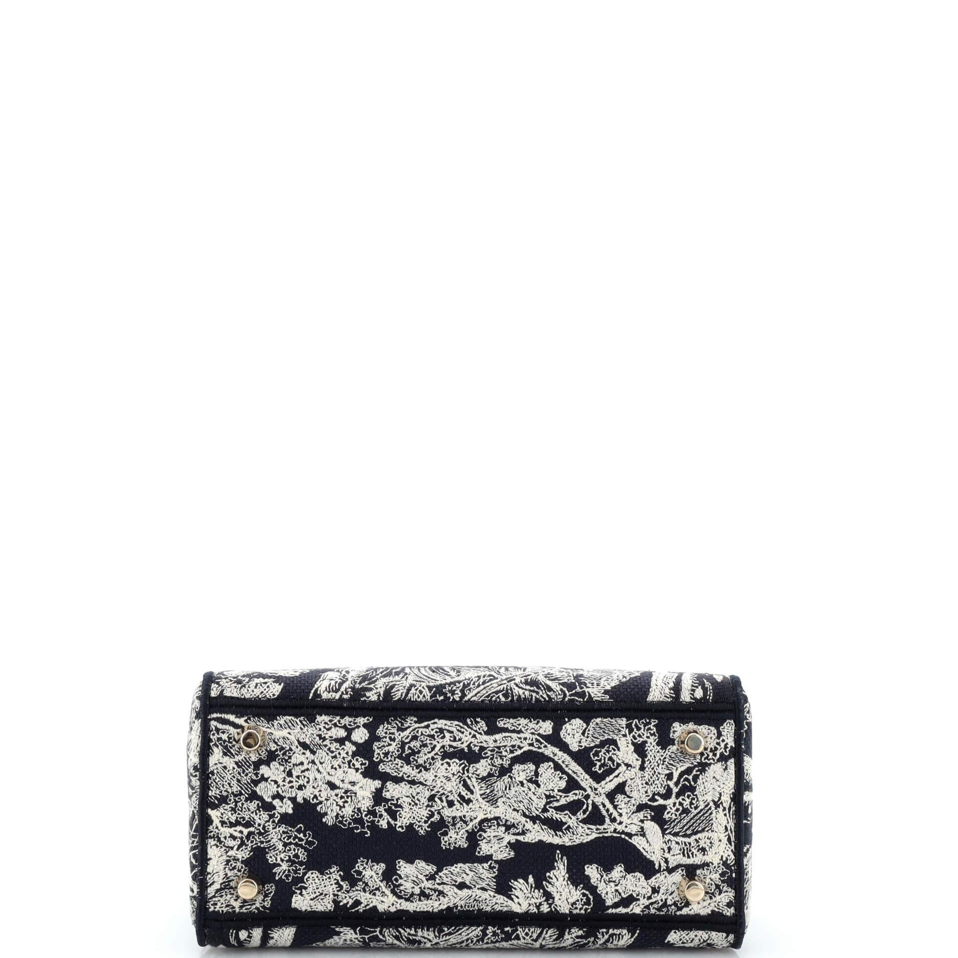 Women's Christian Dior Toile de Jouy Lady D-Lite Bag Embroidered Canvas