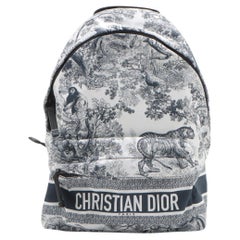 Christian Dior Toile de Jouy Zaino in nylon blu navy × bianco