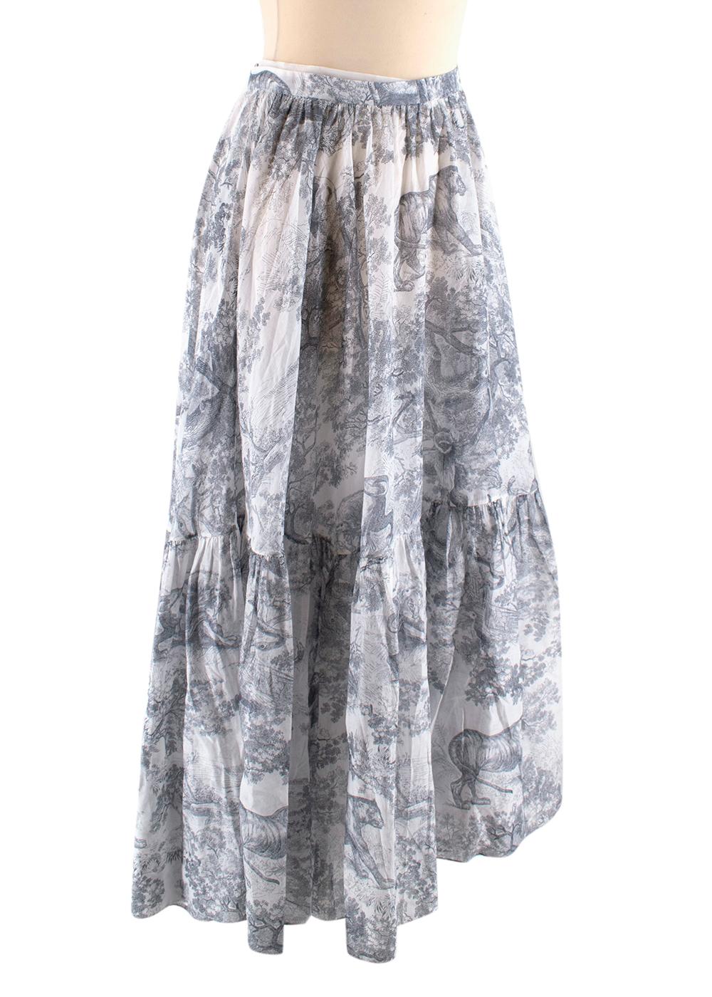 Christian Dior Toile De Jouy Bedruckter Voile-Rock 10 (Grau)