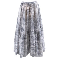 Christian Dior Toile De Jouy Printed Voile Skirt 10