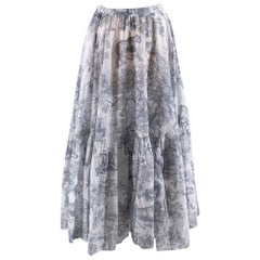 Christian Dior Toile De Jouy Printed Voile Skirt 10