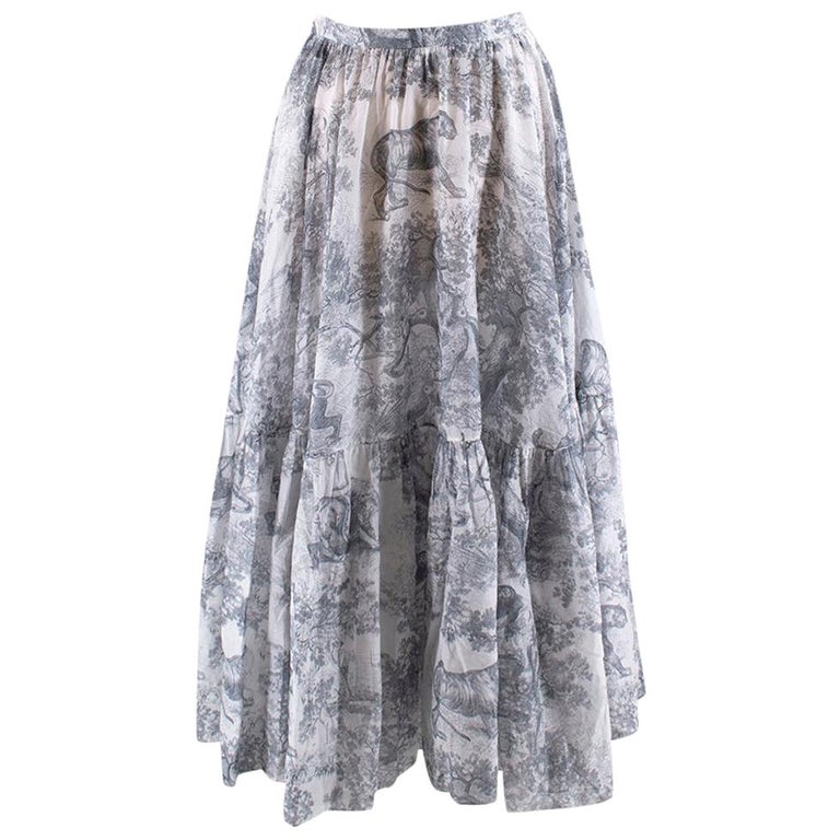 Christian Dior Toile De Jouy Printed Voile Skirt 10 At 1stdibs