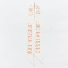 CHRISTIAN DIOR Toile De Jouy Sauvage Mitzah beige white print skinny scarf
