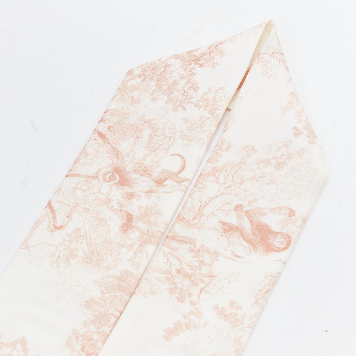Beige CHRISTIAN DIOR Toile De Jouy Sauvage Mitzah beige white print skinny scarf For Sale