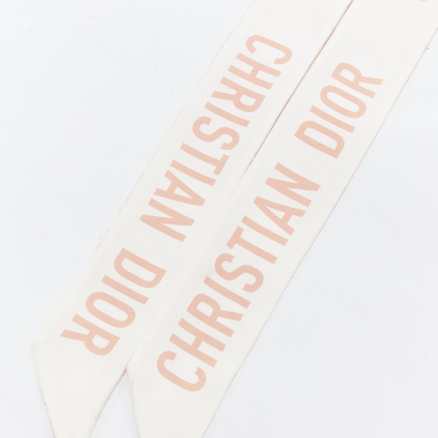 Women's CHRISTIAN DIOR Toile De Jouy Sauvage Mitzah beige white print skinny scarf For Sale