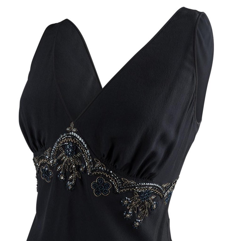 Christian Dior Top Embellished Empire Waist Navy Silk Fits 6 For Sale ...