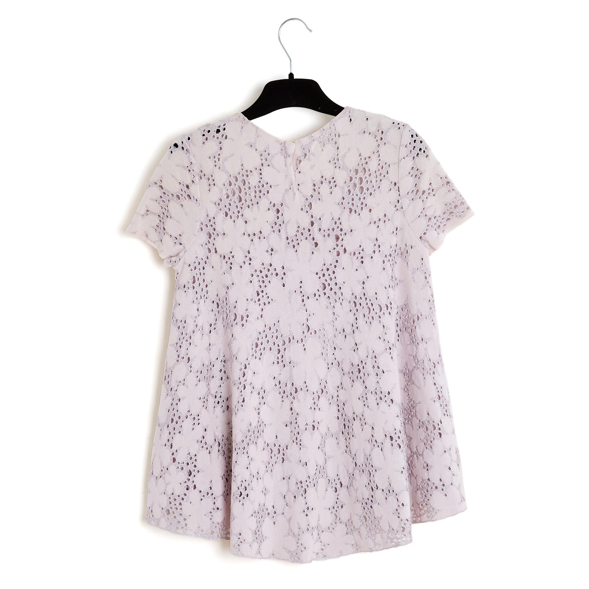 Christian Dior Top FR36 Chiuri Pink Mauve Silver Open Knit Silk Top UK8 US6 For Sale 1