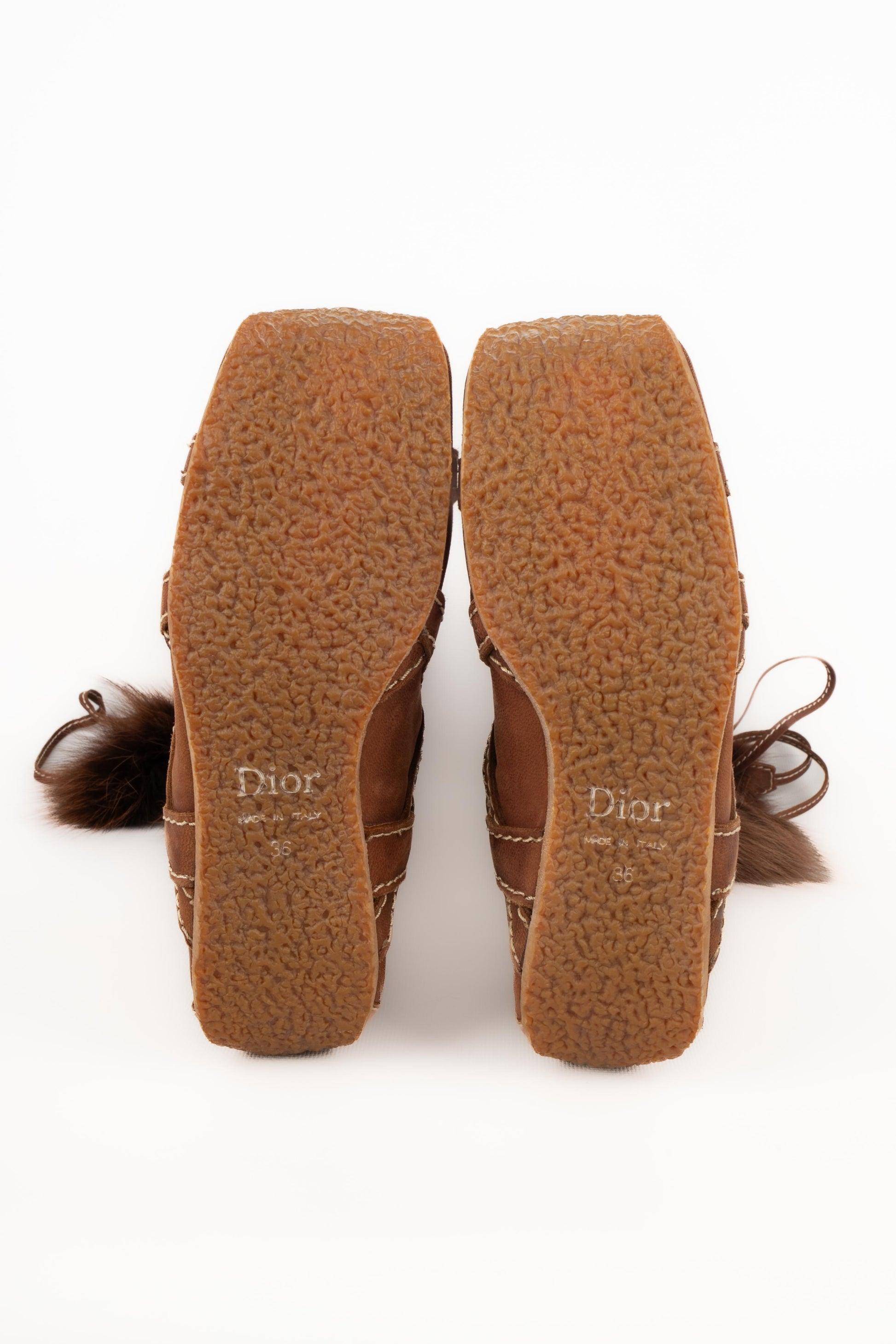 Christian Dior Topstitched Brown Leather Boots, 2002 For Sale 8
