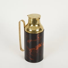 Christian Dior  Tortoiseshell Effect Lucite and Brass Thermos Carafe, Italy 1970