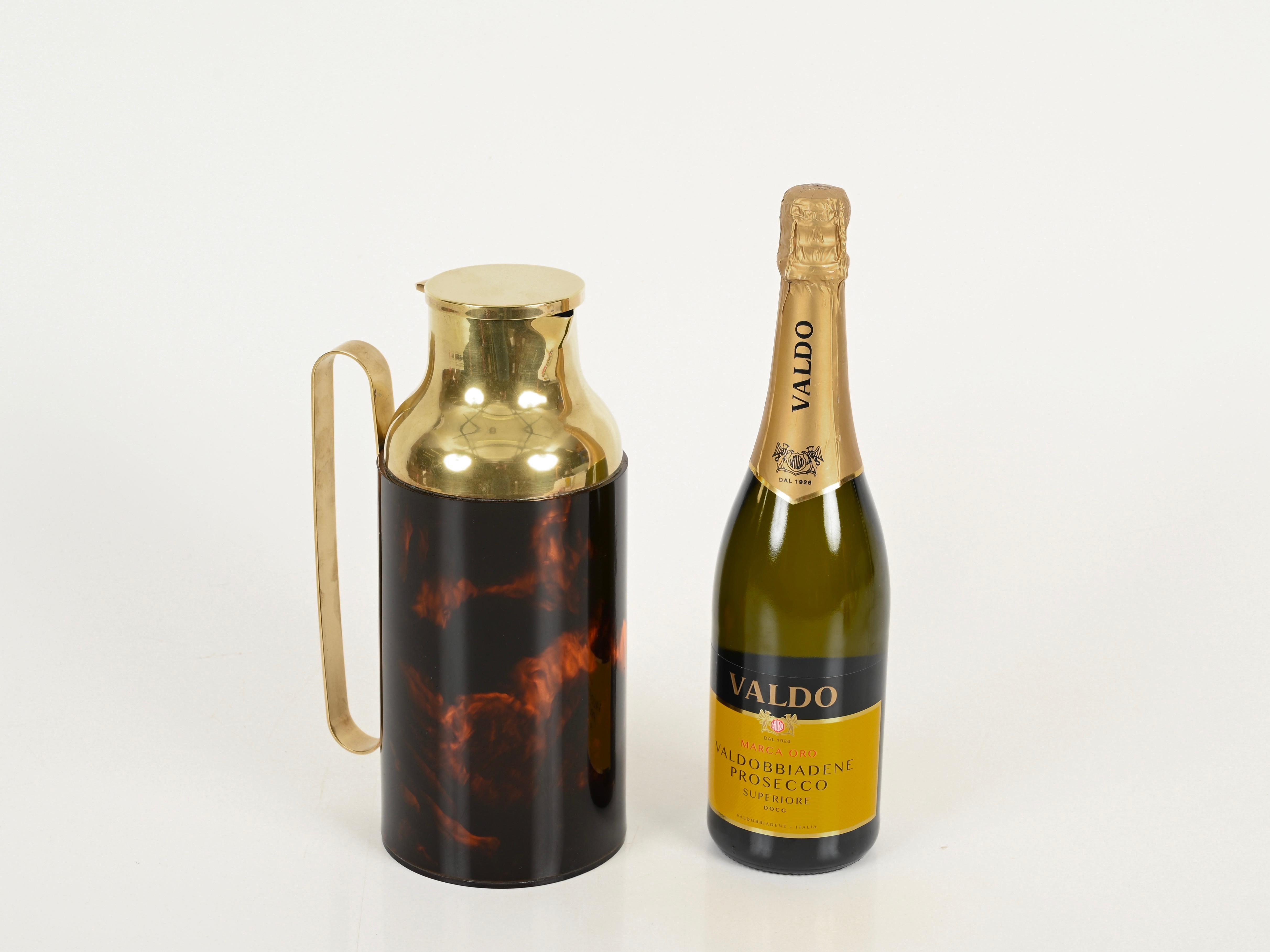 Fatto a mano Christian Dior  Caraffa termos in lucite e ottone effetto tartaruga, Italia 1970 in vendita