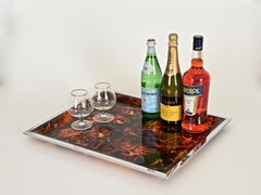 Christian Dior Vassoio da portata in lucite e cromo effetto tartaruga, Italia anni '70