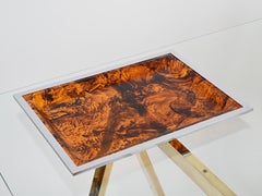 Christian Dior Serviertablett mit Schildpatt-Effekt aus Lucit und Chrom, Italien, 1970er Jahre