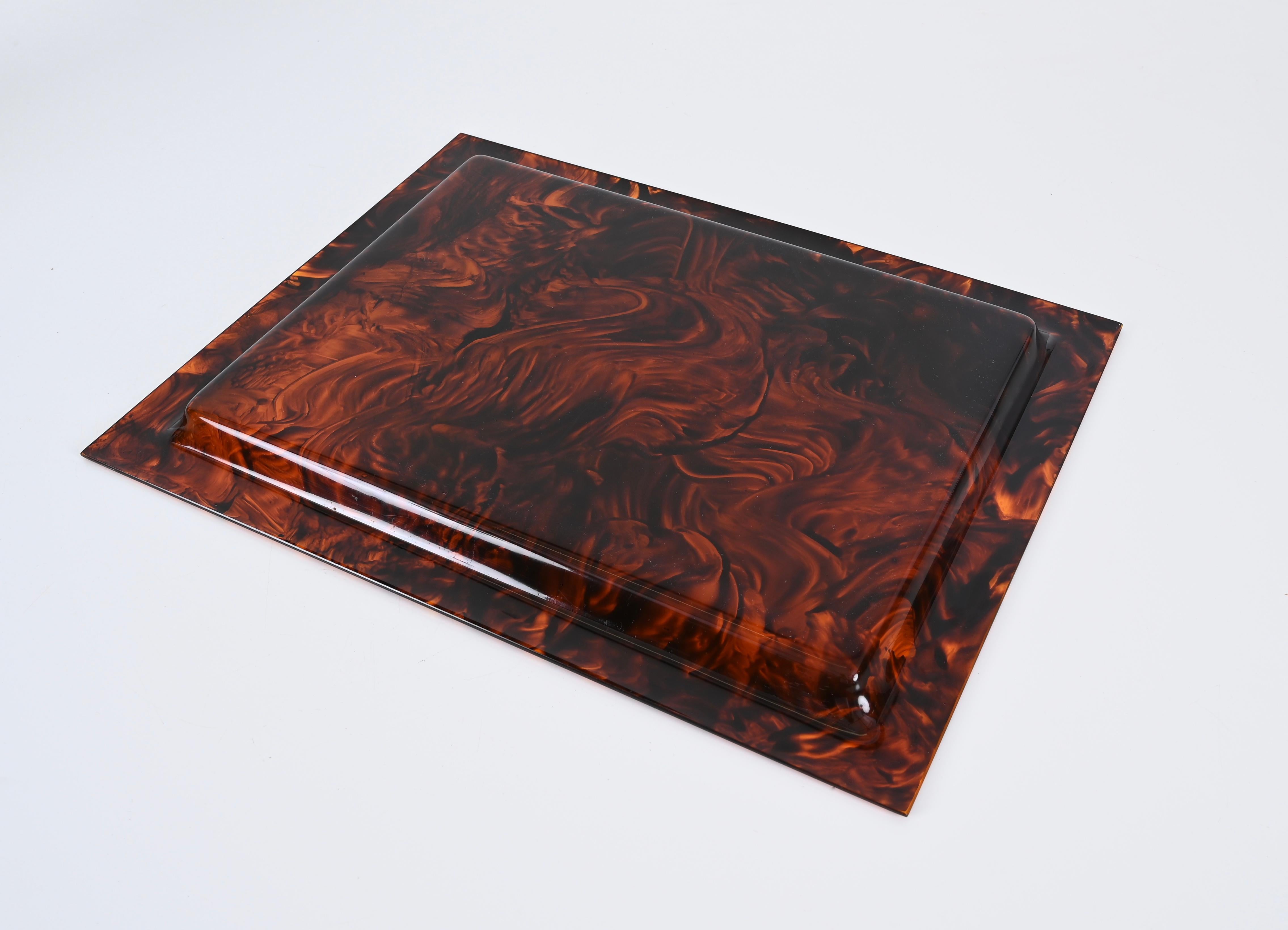 Christian Dior Tortoiseshell Effect Lucite Serving Tray, Italy 1970s 2