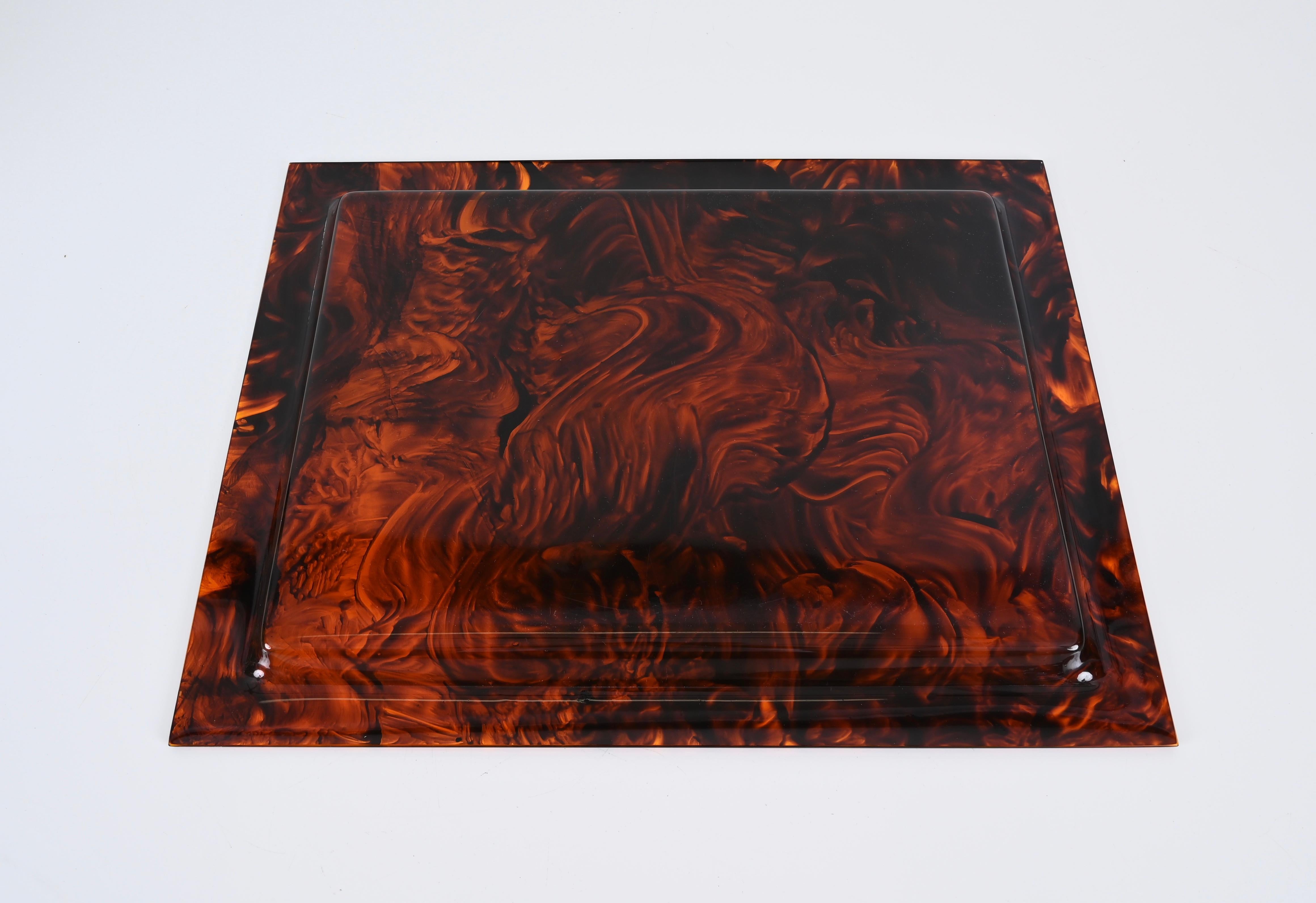 Christian Dior Tortoiseshell Effect Lucite Serving Tray, Italy 1970s 6