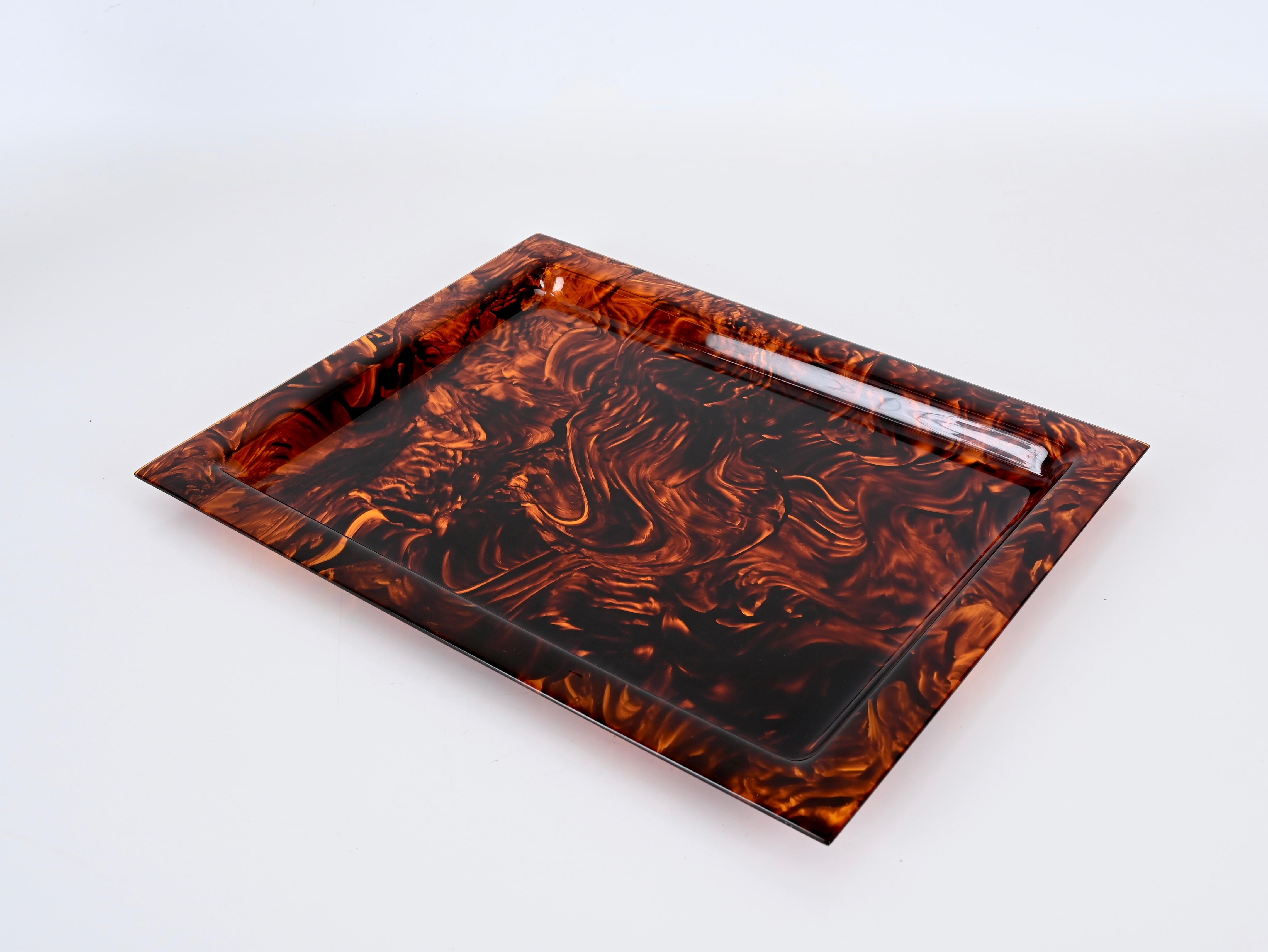 Christian Dior Tortoiseshell Effect Lucite Serving Tray, Italy 1970s 8