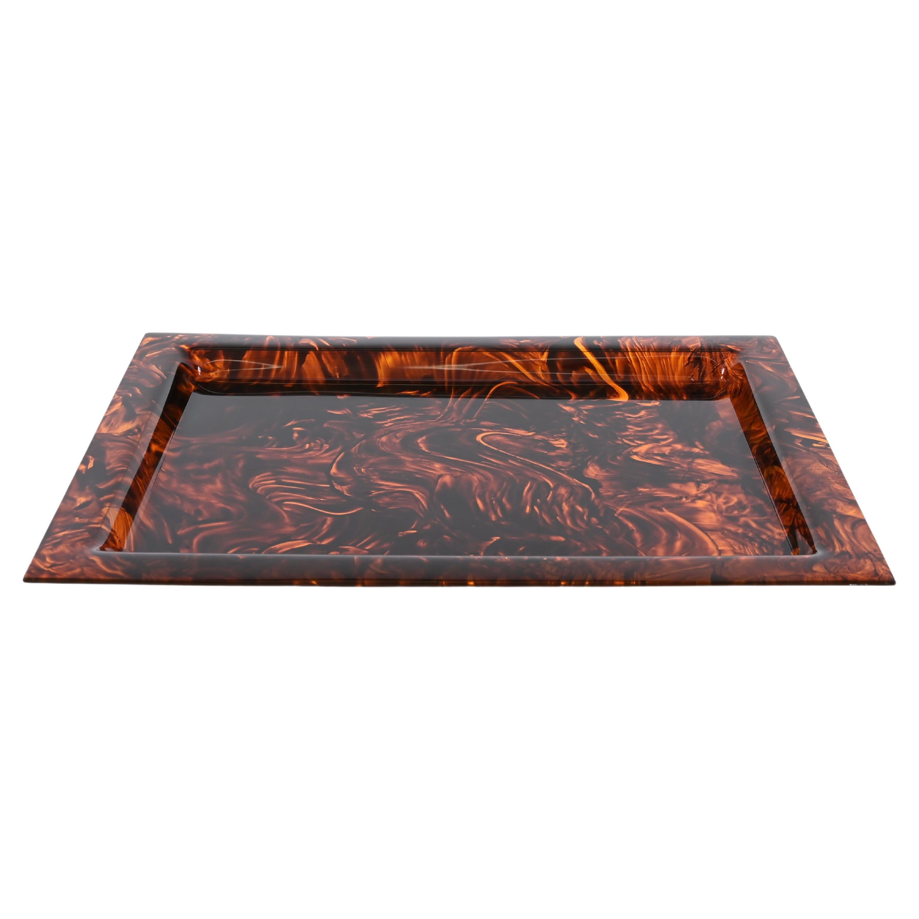 Christian Dior Tortoiseshell Effect Lucite Serving Tray, Italy 1970s
