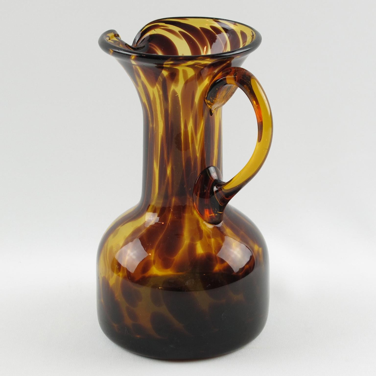 Mid-Century Modern Christian Dior Tortoiseshell Glass Barware Pitcher
