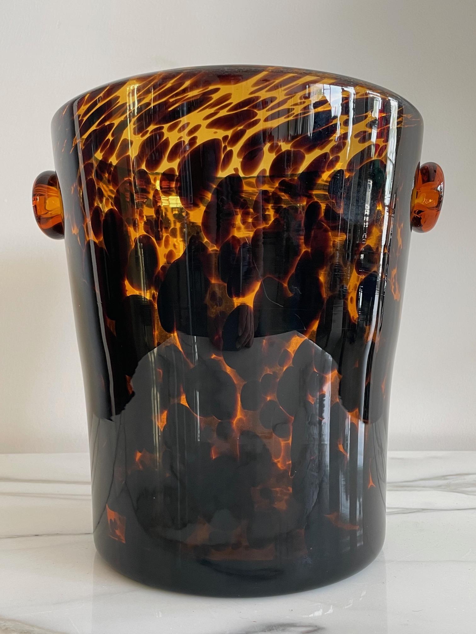 Blown Glass Christian Dior Tortoiseshell Glass Champagne or Wine Cooler by Empoli, 1960s