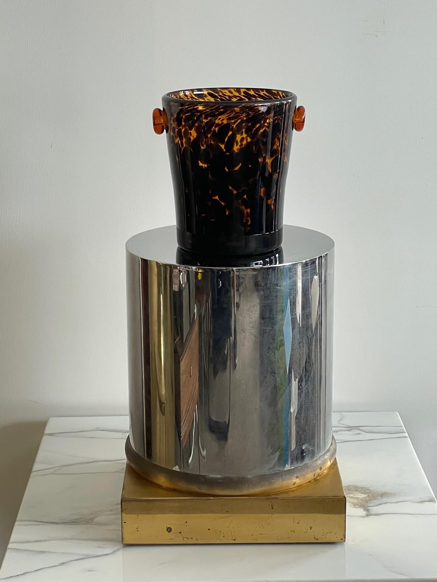 Christian Dior Tortoiseshell Glass Champagne or Wine Cooler by Empoli, 1960s 1