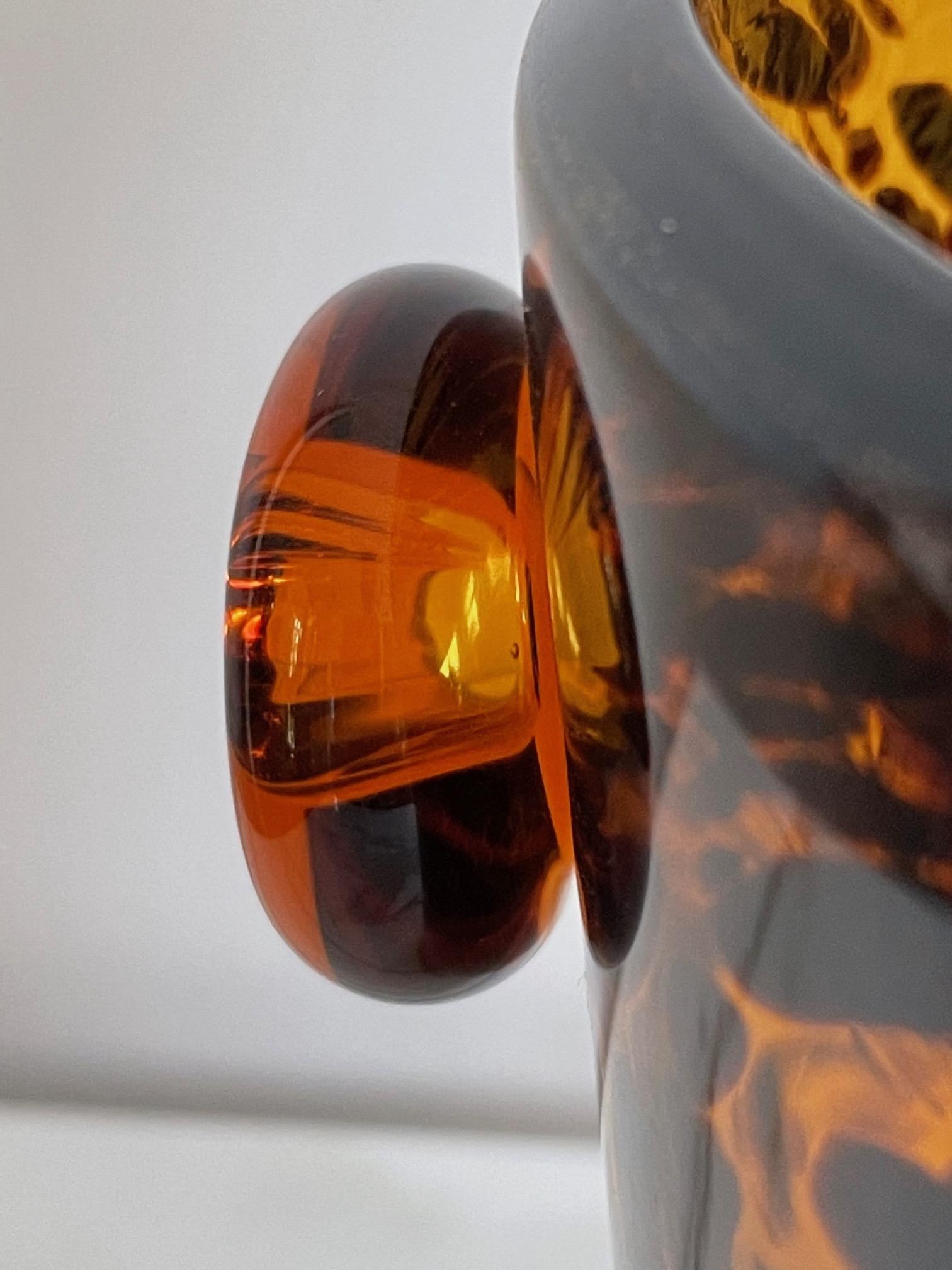 Italian Christian Dior Tortoiseshell Glass Champagne or Wine Cooler by Empoli, 1960s
