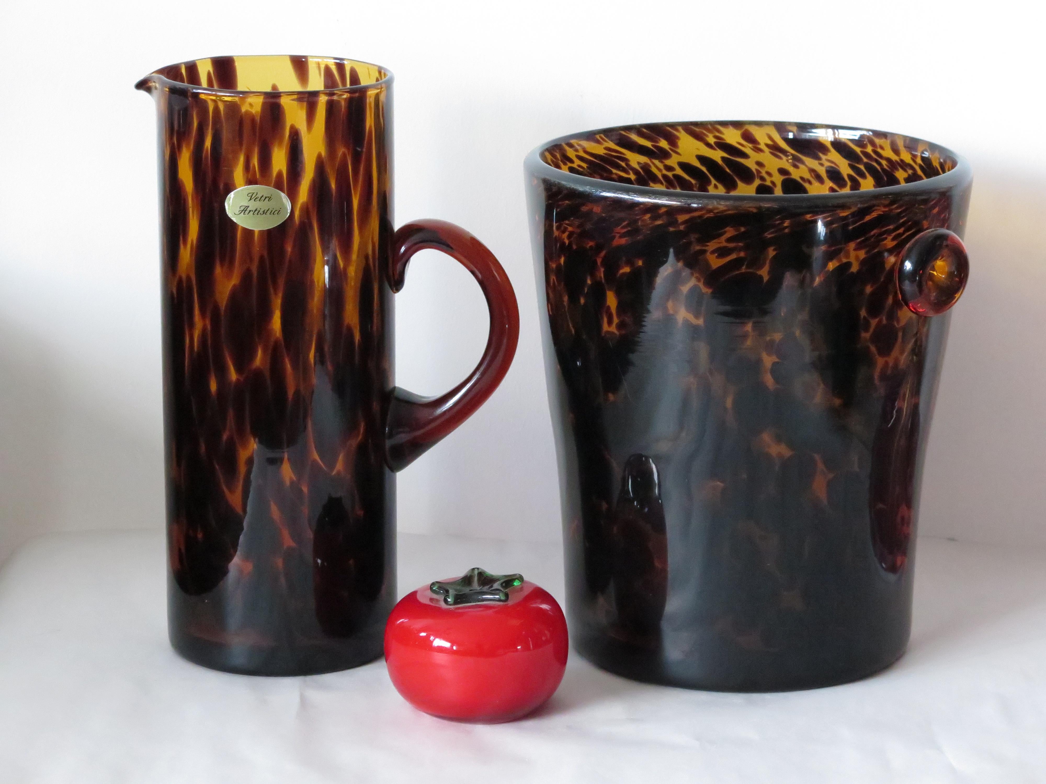 Christian Dior Tortoiseshell Glass Pitcher, Italy, 1970s In Good Condition In St.Petersburg, FL