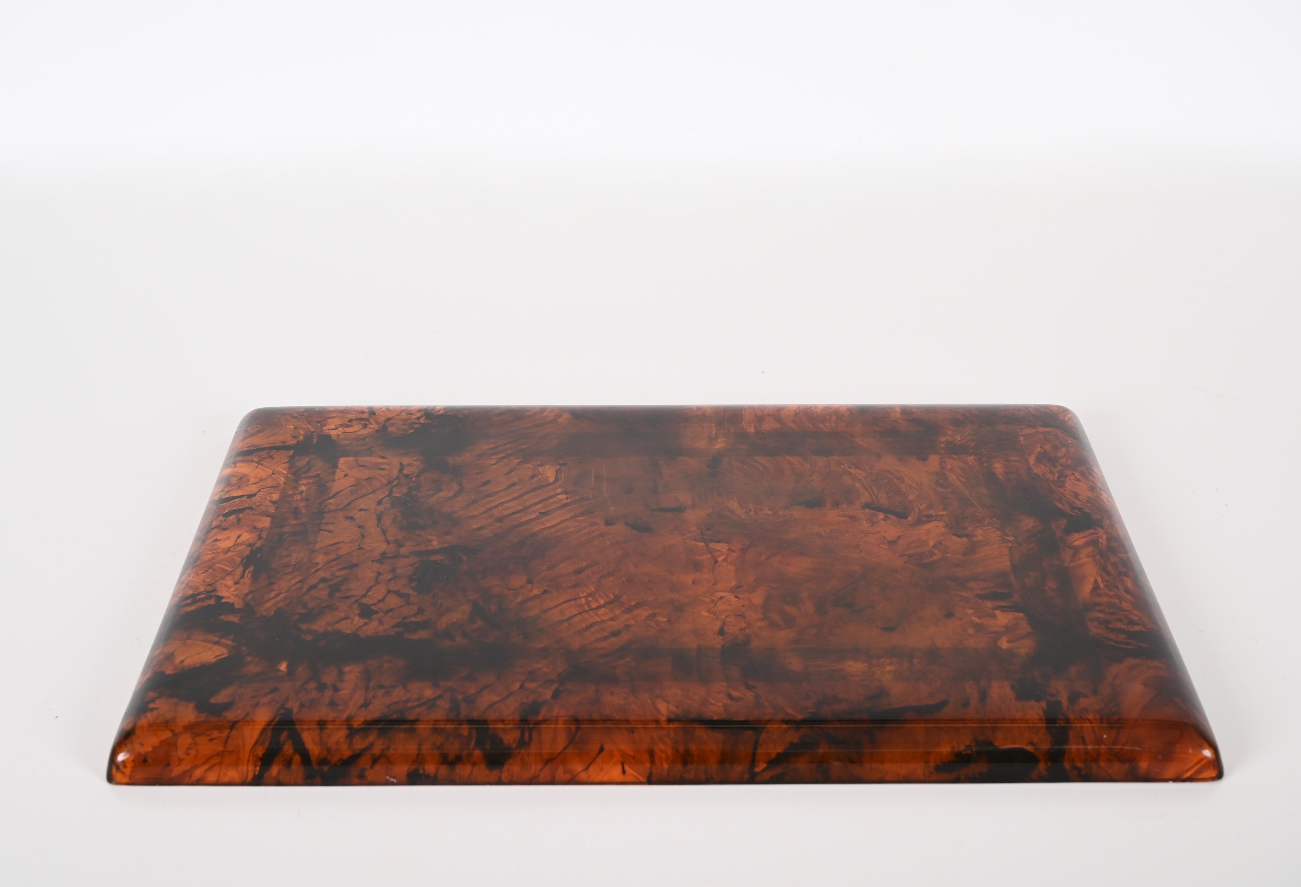 Christian Dior Tortoiseshell Lucite and Chrome Italian Serving Tray, 1970s 7