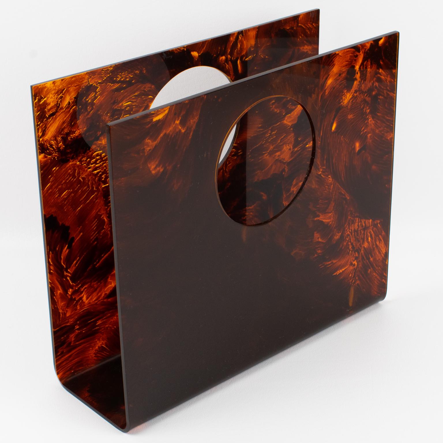 Christian Dior Tortoiseshell Lucite Magazine Holder Rack, circa 1970 3