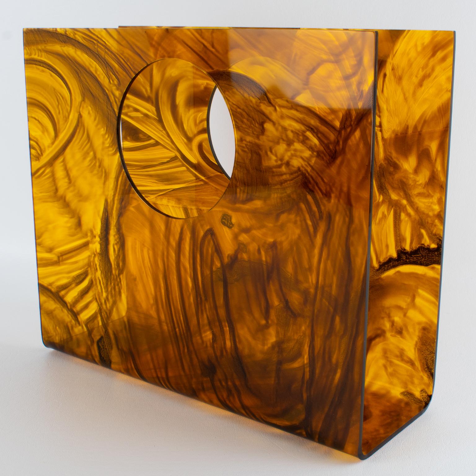 Christian Dior Tortoiseshell Lucite Magazine Holder Rack, circa 1970 For Sale 3