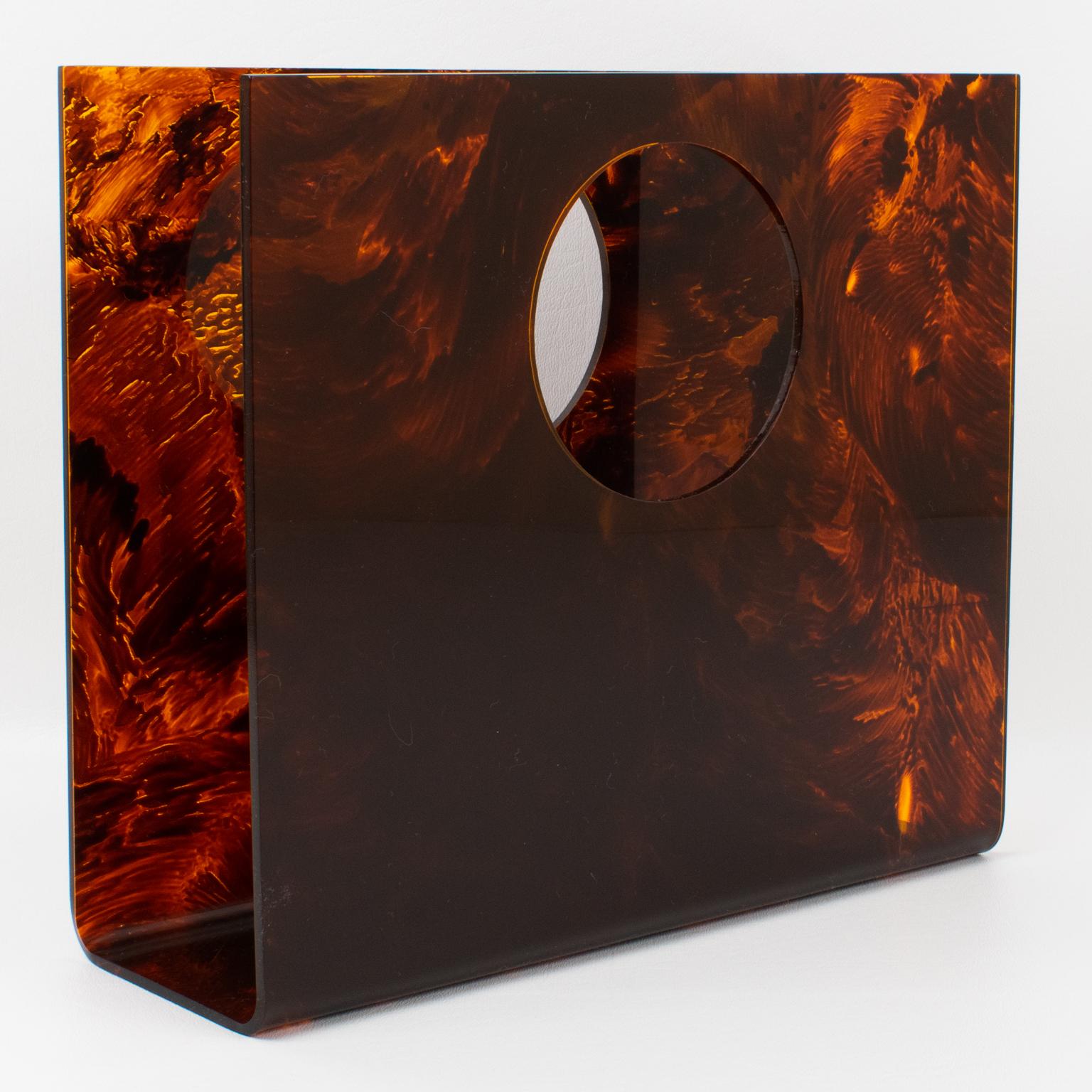Christian Dior Tortoiseshell Lucite Magazine Holder Rack, circa 1970 4