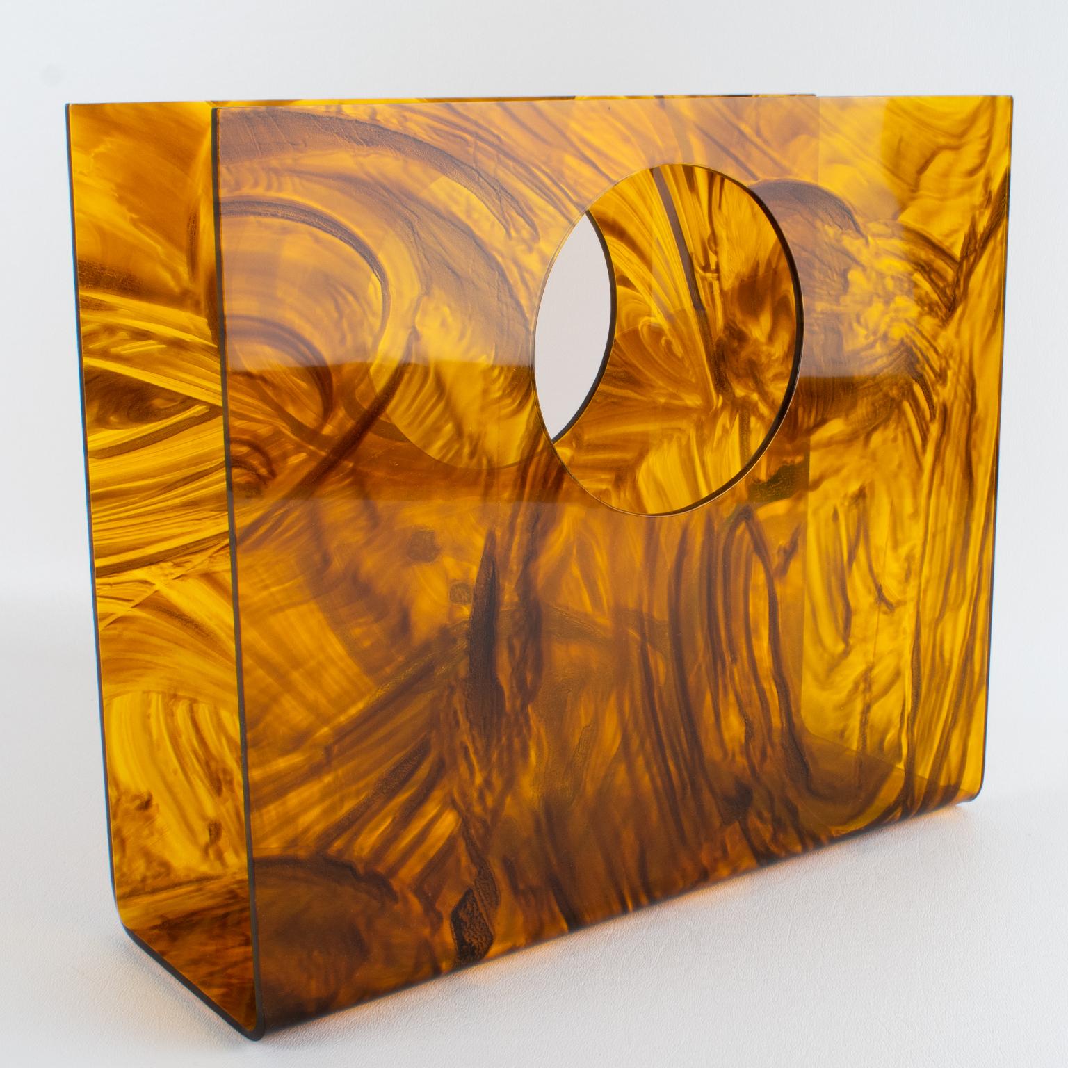 Christian Dior Tortoiseshell Lucite Magazine Holder Rack, circa 1970 For Sale 4