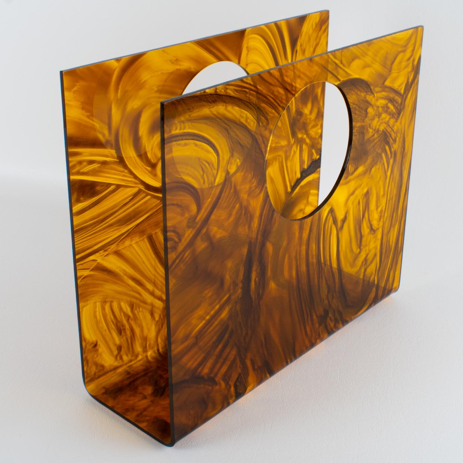 Christian Dior Tortoiseshell Lucite Magazine Holder Rack, circa 1970 For Sale 7