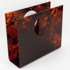Christian Dior Tortoiseshell Lucite Magazine Holder Rack, circa 1970