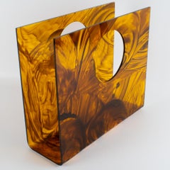 Christian Dior Tortoiseshell Lucite Magazine Holder Rack, circa 1970