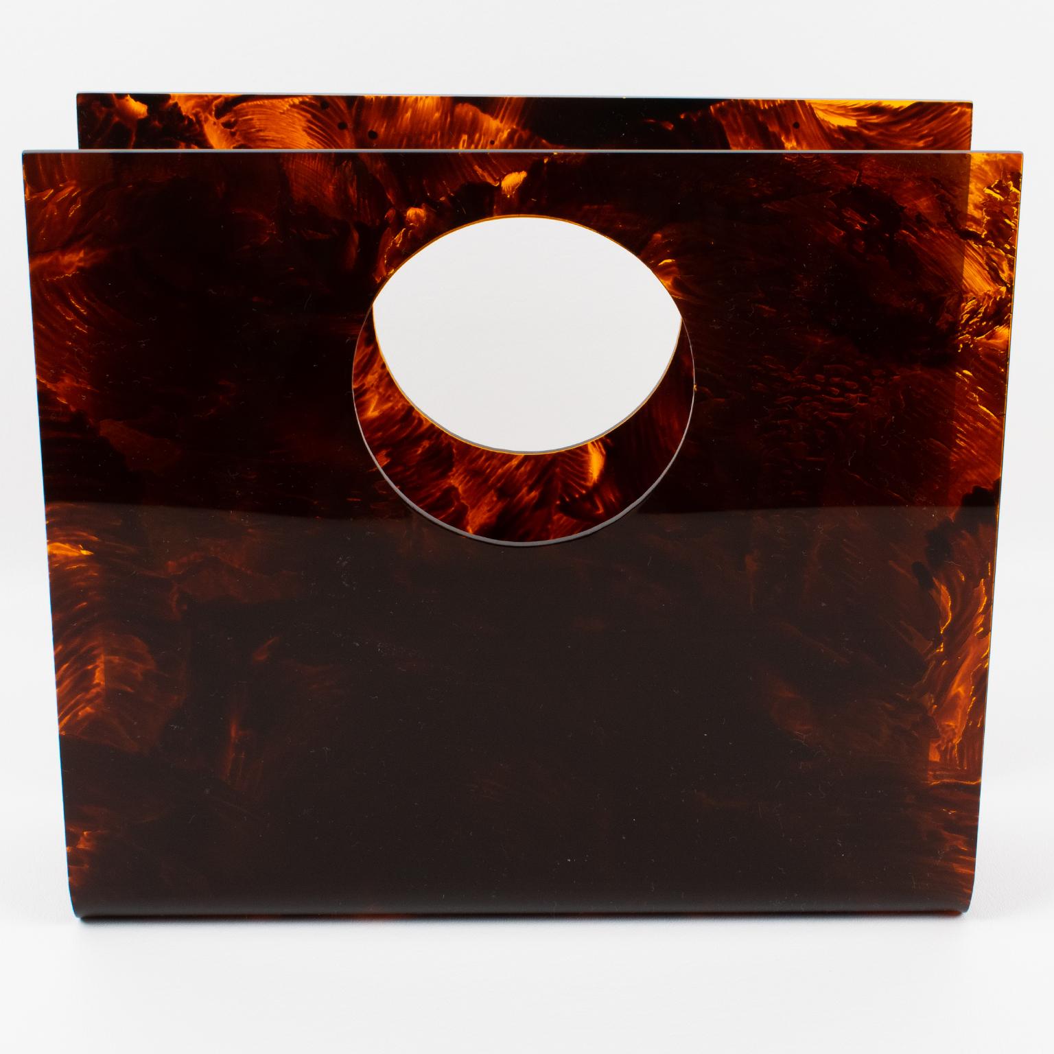Christian Dior Tortoiseshell Lucite Magazine Holder Rack, circa 1970 In Excellent Condition In Atlanta, GA