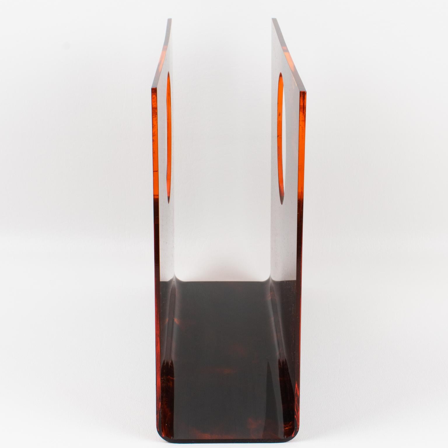 Late 20th Century Christian Dior Tortoiseshell Lucite Magazine Holder Rack, circa 1970