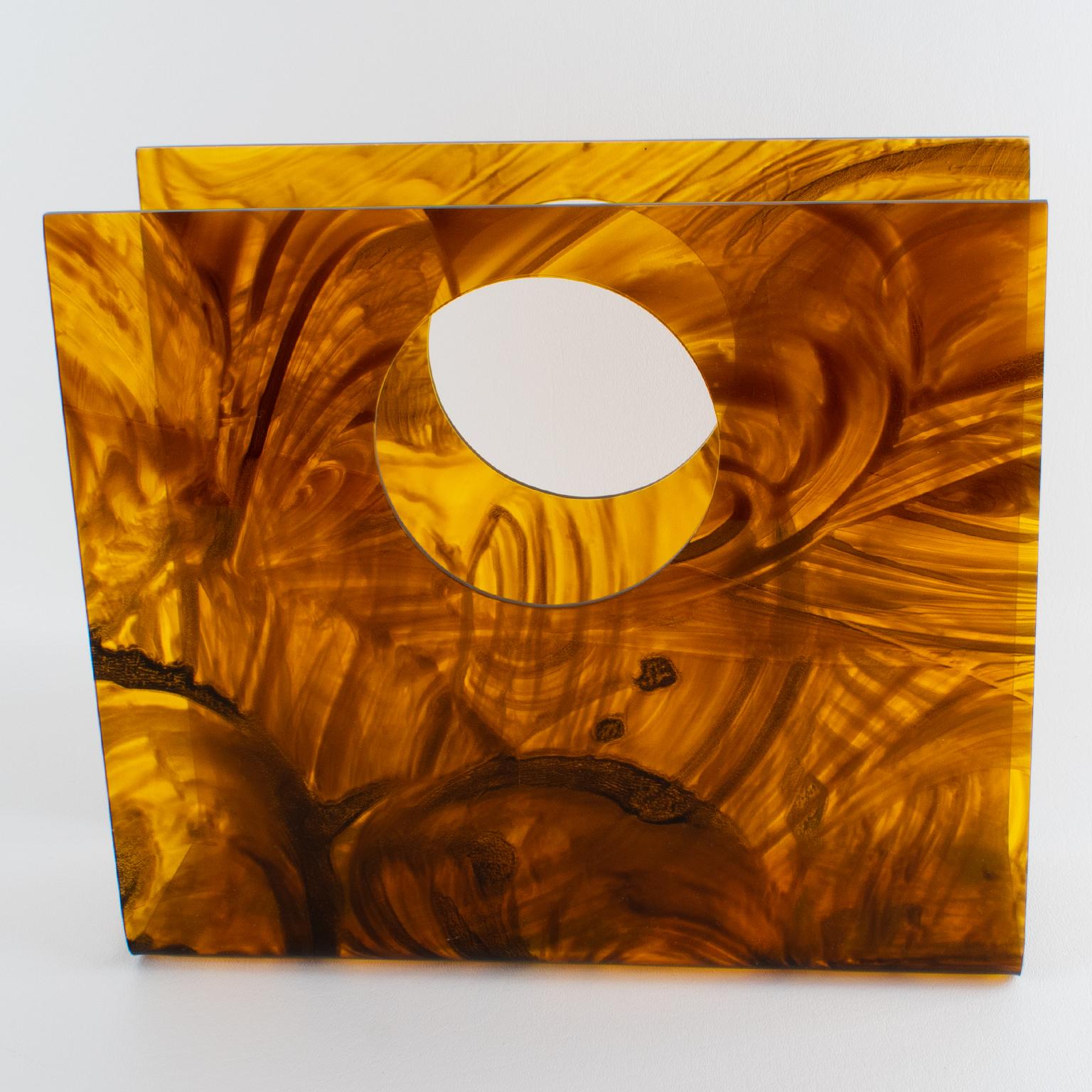 Late 20th Century Christian Dior Tortoiseshell Lucite Magazine Holder Rack, circa 1970 For Sale