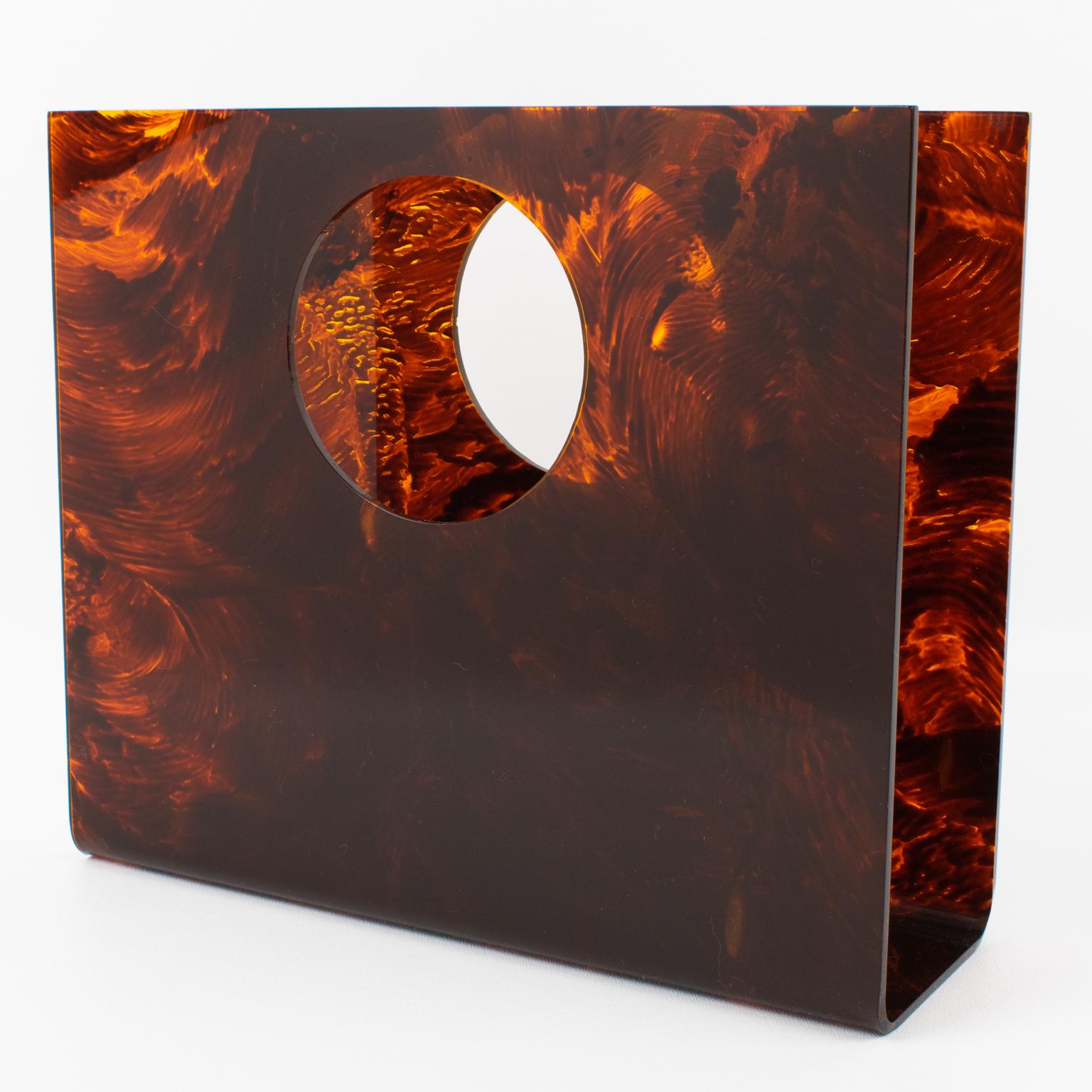 Christian Dior Tortoiseshell Lucite Magazine Holder Rack, circa 1970 2