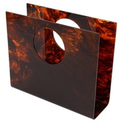 Christian Dior Tortoiseshell Lucite Magazine Holder Rack, circa 1970