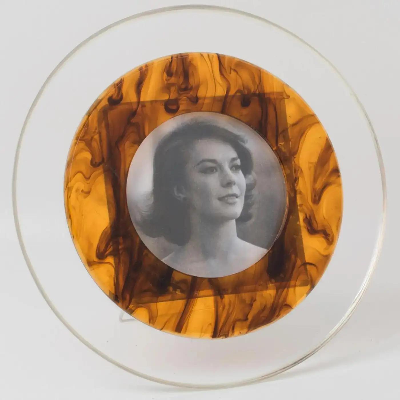 Mid-Century Modern Christian Dior Tortoiseshell Lucite Picture Frame, 1970s For Sale