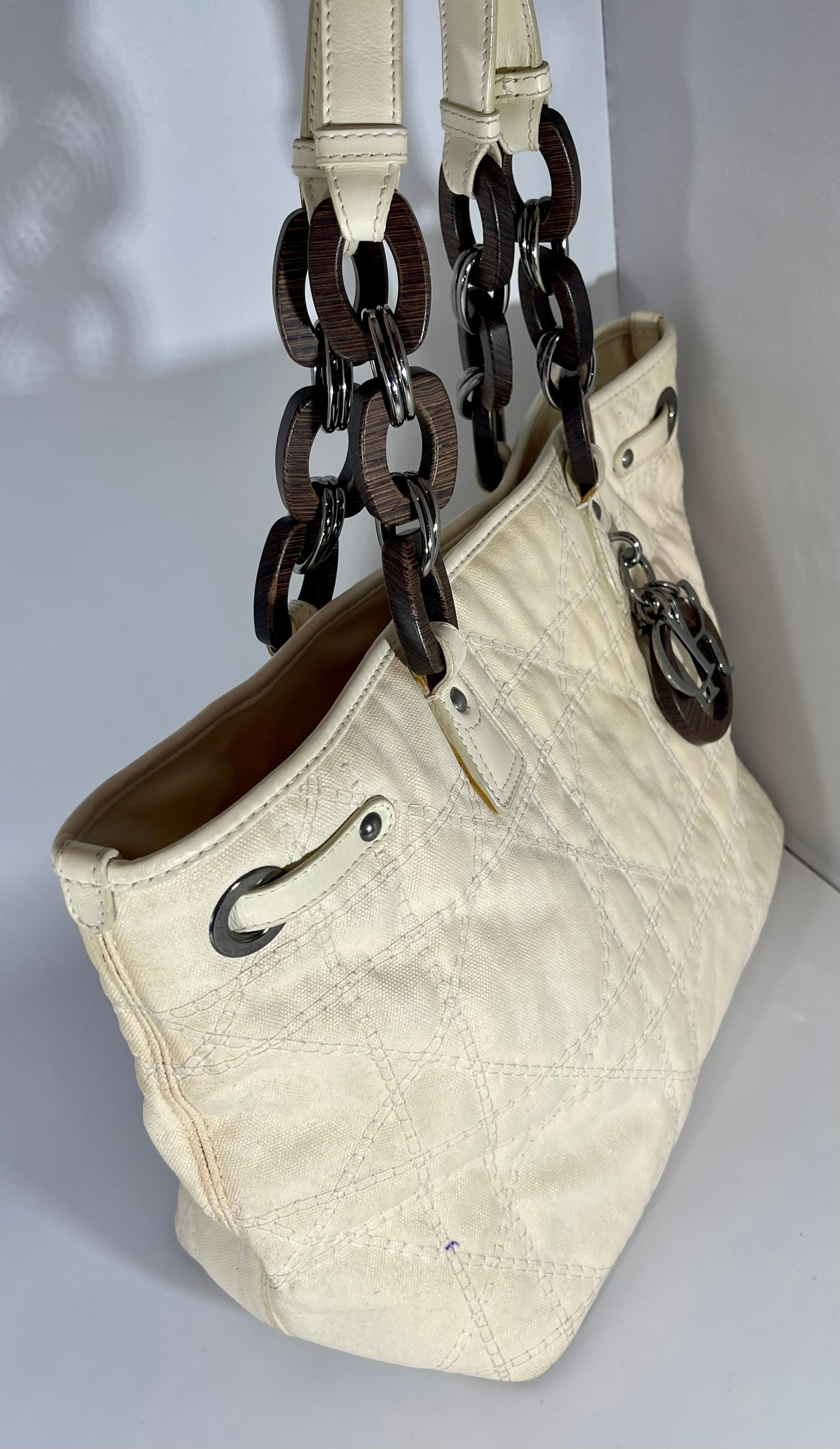 This Is An Authentic, Pre-Owned Piece but looks  in Excellent condition .
The Christian Dior Canvas Tote bag Medium  is big enough for all that we need to carry. The sleek bag features soft and supple Canvas

No stain inside or outside, No fading,