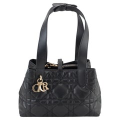 Christian Dior Toujours Cannage Evening Black Leather Tote Bag