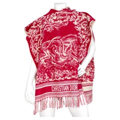 Christian Dior Poncho in spugna con stampa Toule De Jouy e cappuccio