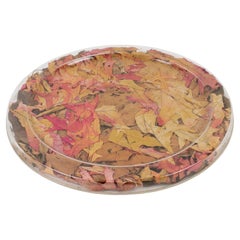 Retro Christian Dior Tray Board Platter Lucite and Autumn Maple Leaves