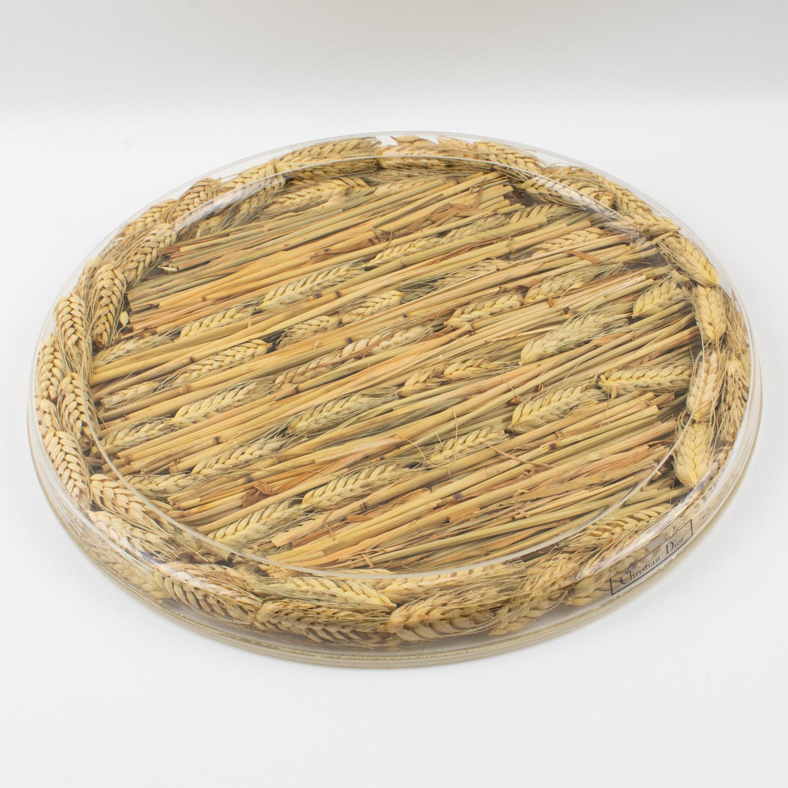 Modern Christian Dior Tray Board Platter Lucite and Wheat, circa 1970