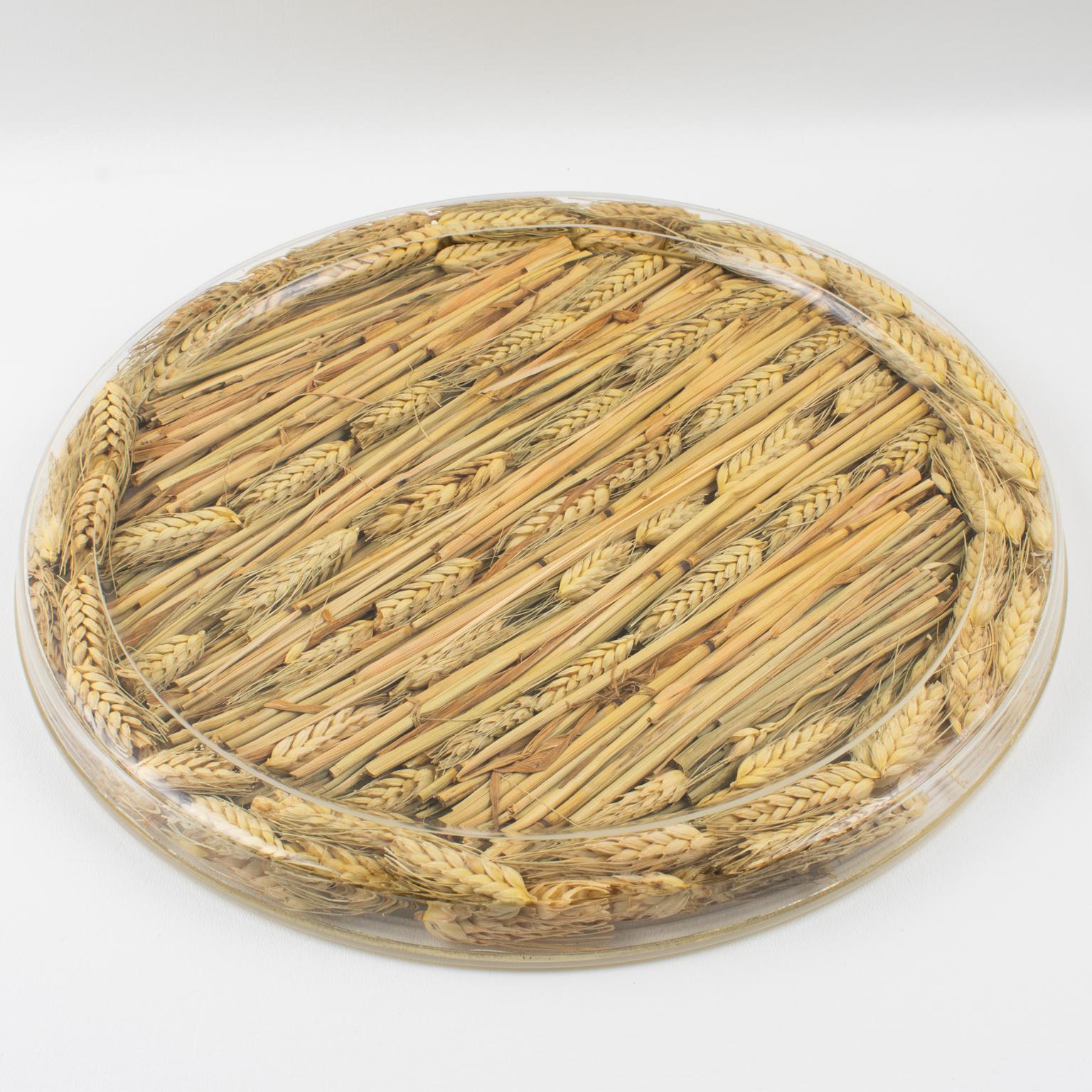 Christian Dior Tray Board Platter Lucite and Wheat, circa 1970 In Excellent Condition In Atlanta, GA