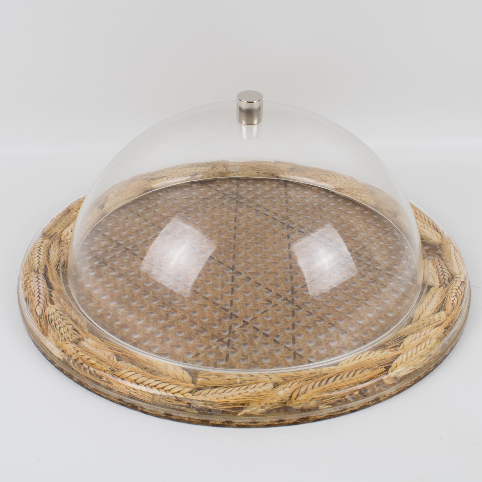 Christian Dior Tray Board Platter Lucite, Rattan and Wheat 6