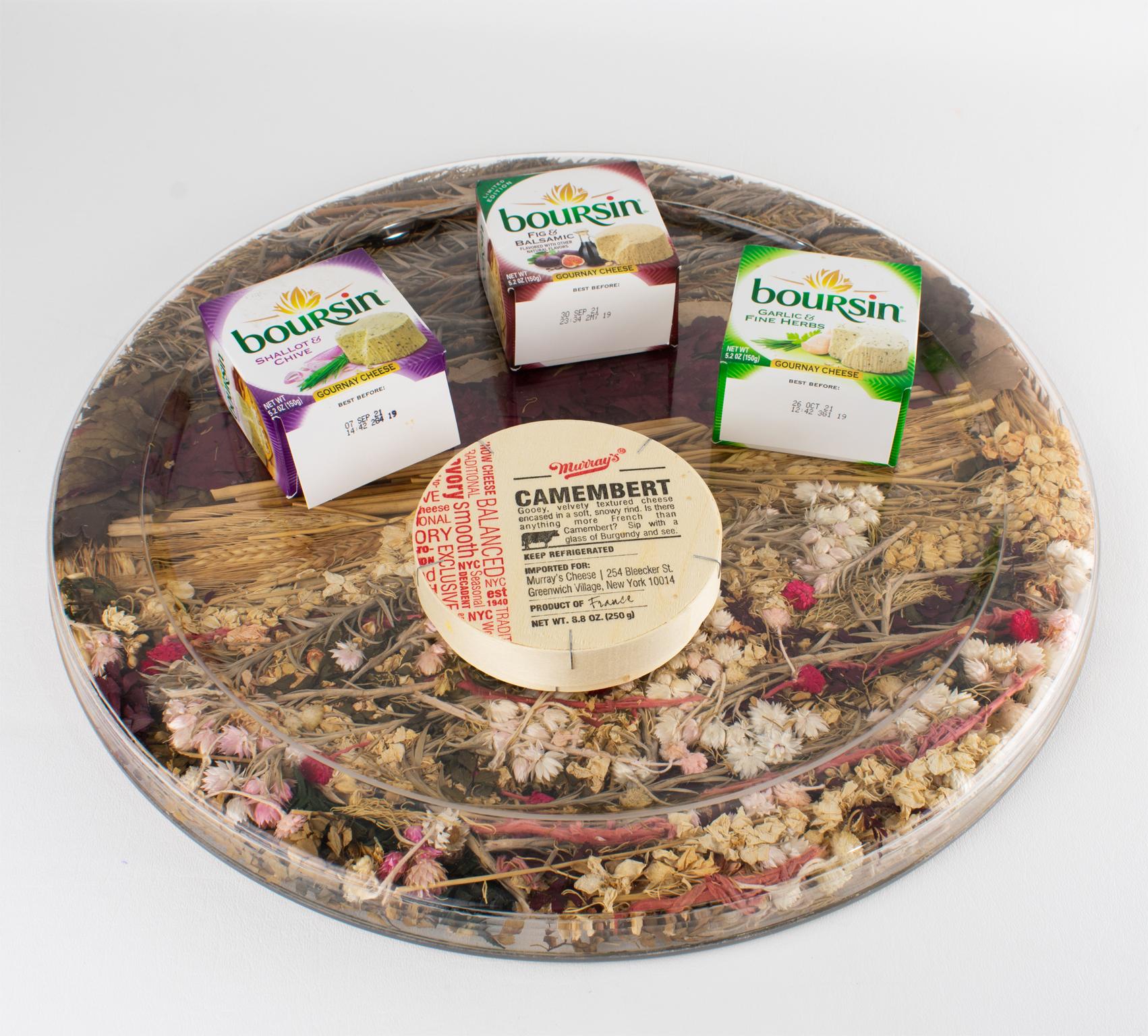 Late 20th Century Christian Dior Tray Board Platter Lucite, Wheat and Dried Flowers, 1970s For Sale