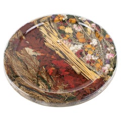 Christian Dior Tray Board Platter Lucite, Wheat and Dried Flowers