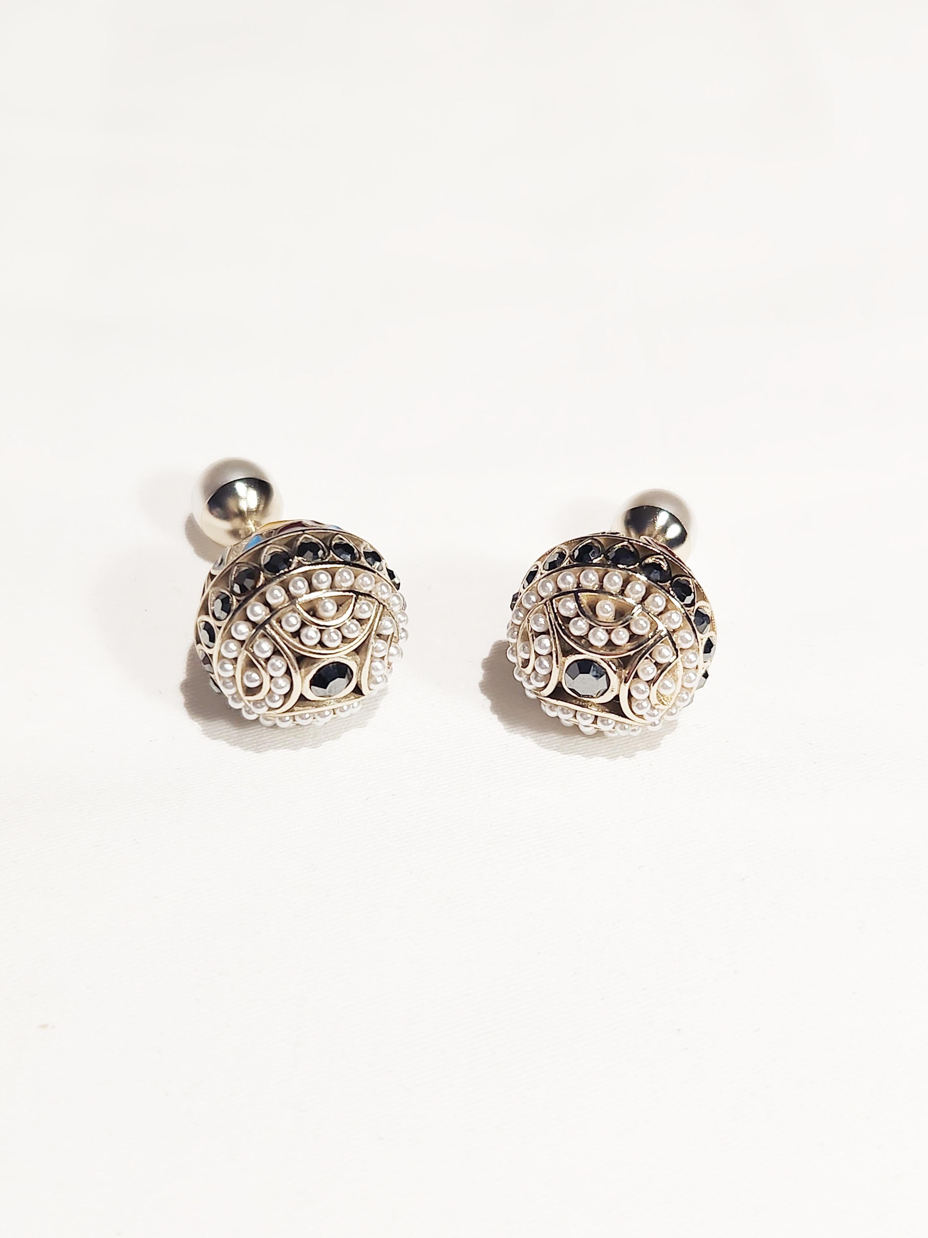 dior black pearl earrings